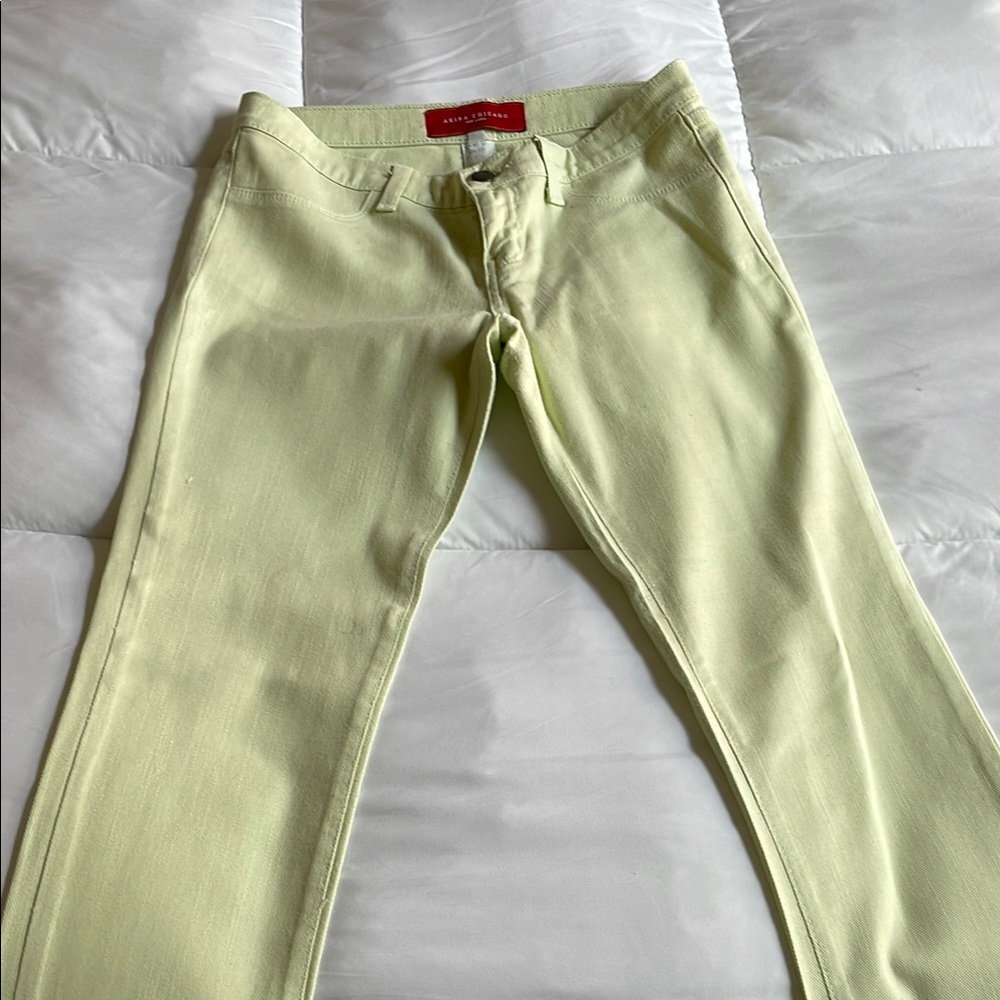 Light Yellow Chinos with Smooth Stretchy Fabric and Tapered Leg